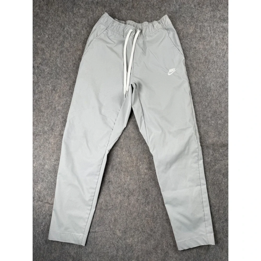 Nike Mens Sportswear Woven Tapered Pants Grey Elastic Waist Small BV3127-077